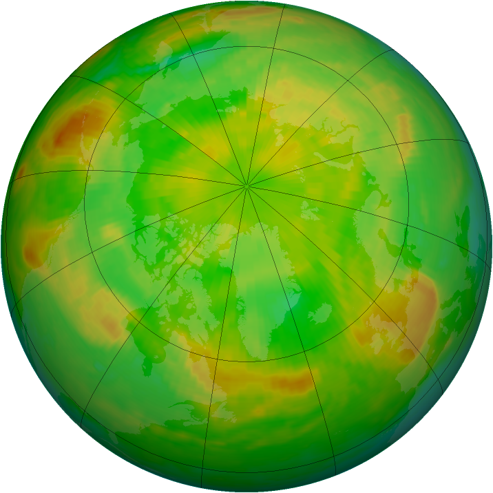 Arctic ozone map for 18 June 1991
